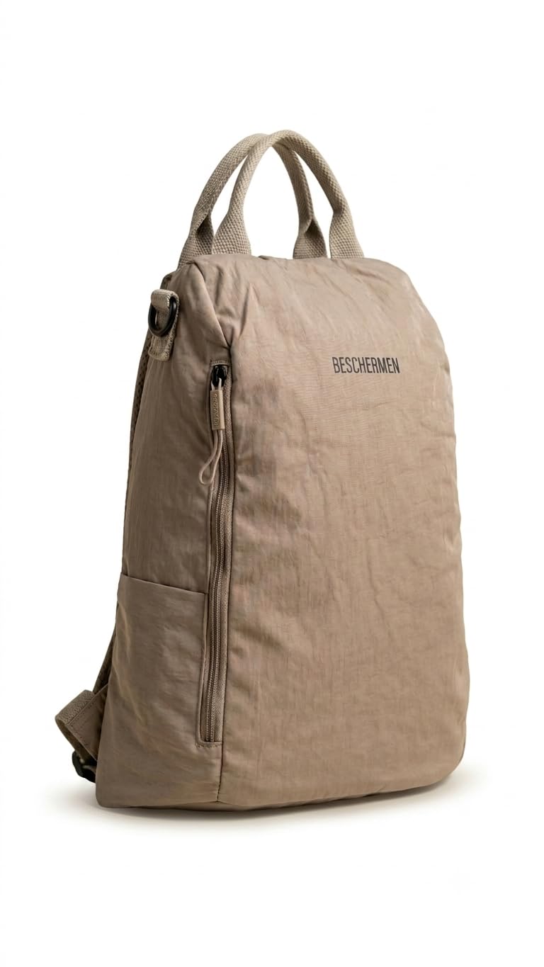 Beschermen Lightweight Backpack, Beige, Zipper Pocket-picture-25