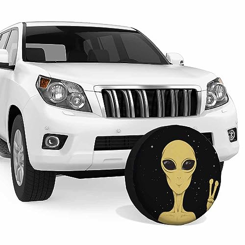Image of Alien Spare Tire Cover Martian Peace Sign Closeup Extraterrestrial Invasion Weatherproof Universal Wheel Protectors Camper Tire Covers for Trailer Rv Travel(17 inch)