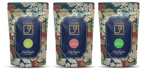 Image of DABRI Detox Original, Mint Lemon Ginger, Rose Green Tea Combo 300gm (Pack of 3 x 100gm Each)|Natural Loose Leaf|Antioxidant-Rich|Premium Organic Blend|Maintain Healthy hair & weight,Immunity Booster