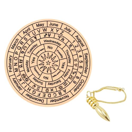 Image of Dowsing Board with Brass Pendulum | 6 Inch | Dark Brown Board | Metaphysical Message Board | Acrylic Divination Board | Spirit Board | Witch Board | Pendulum Assorted