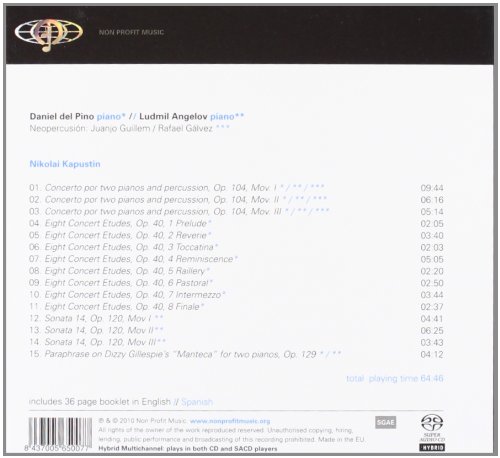 Kapustin: Concierto Para 2 Pianos Y Percusion, 8 Etudes De Concierto, Sonata 14.... ; Del Pino, Angelov, Neopercusion