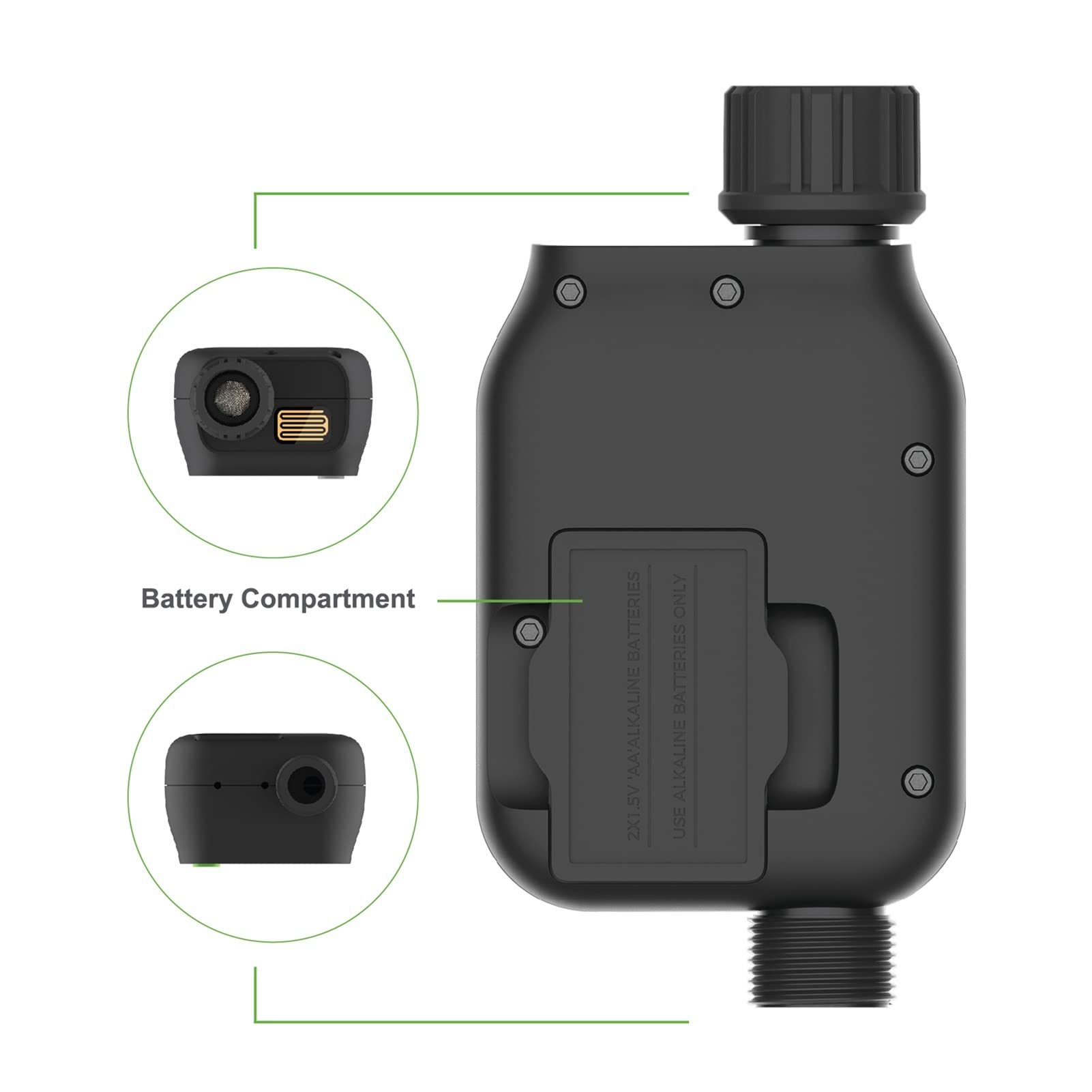 Valvola dell'acqua intelligente Spegnimento timer dell'acqua per irrigazione digitale Accessori per gocciolamento da giardino Set di programmi per timer per irrigazione Sensore pioggia intelligente