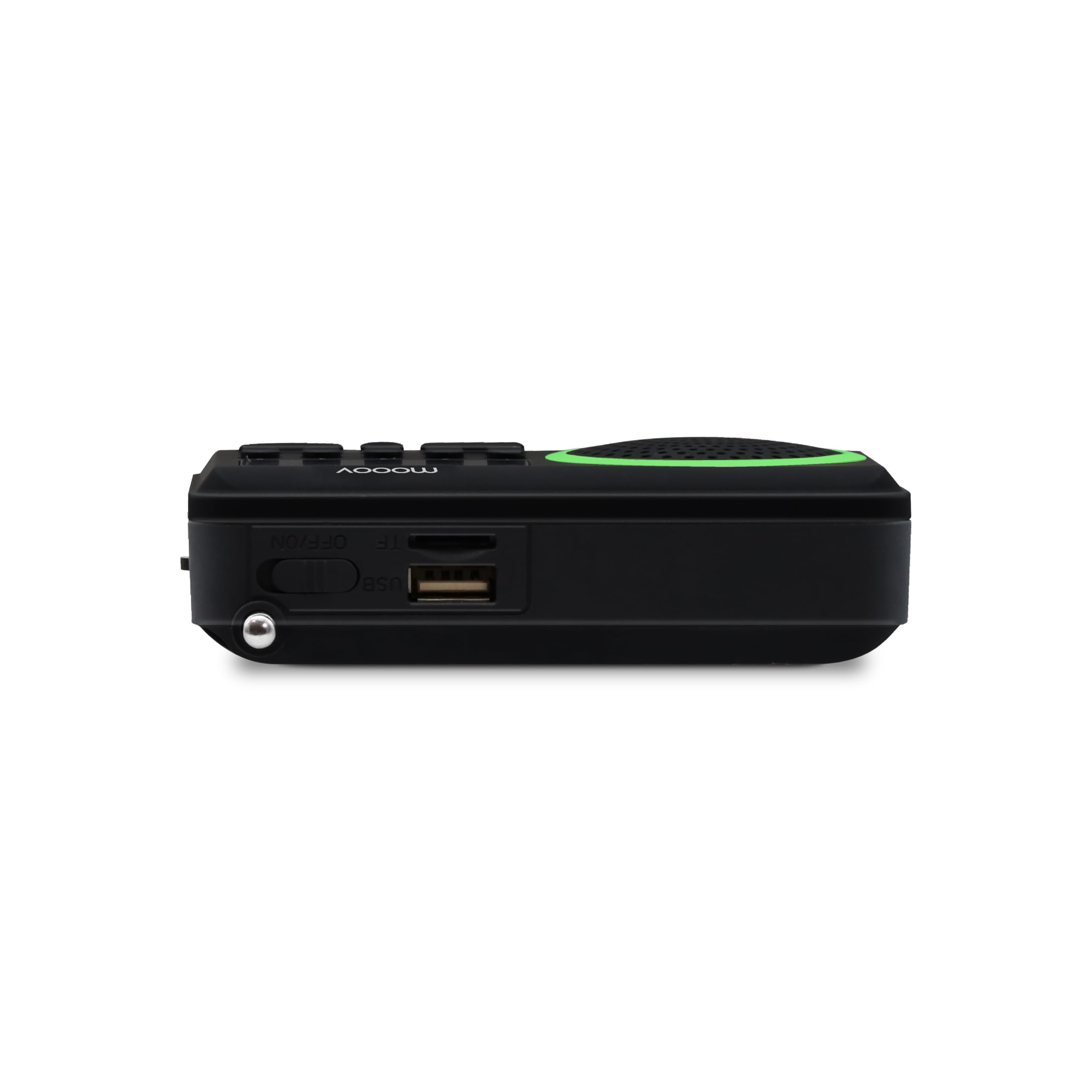 Metronic 477202 - Radio portátil FM compacto con puerto USB, lector tarjeta Micro SD, color negro/verde