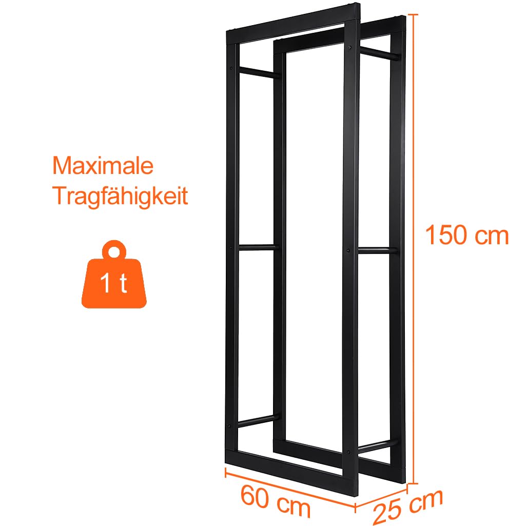Loywe Estantería de metal para leña de chimenea, para interior y exterior, color negro