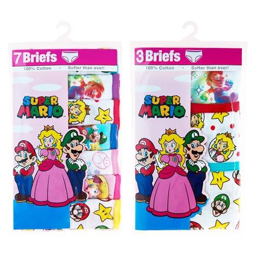 Nintendo Girls' Princess Peach, Daisy, Yoshi, Super Mario and Luigi 100% Combed Cotton Underwear Available in Size 4, 6 and 83