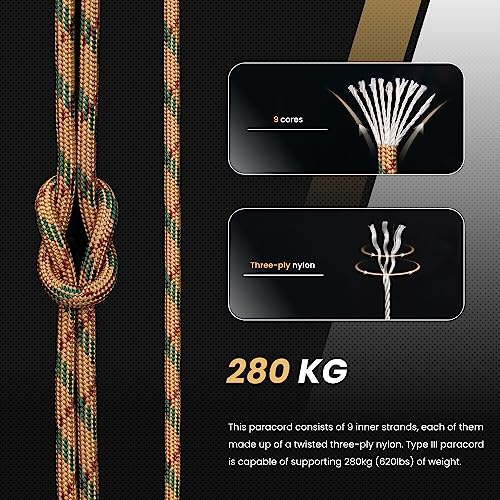 Abma Cord 550 Paracord 4mm 30m Touw 7 Strengen Type III Koord voor Knutselen, Camping, Survival, Outdoor - Max. 250kg - Blauw