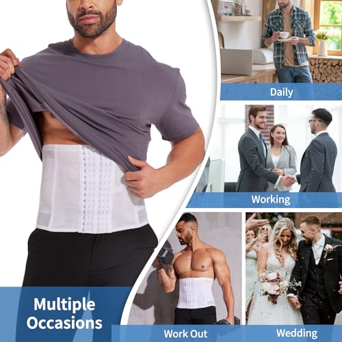 Miss Moly Waist Trainer For Men Corset With Steel Bones Stomach Belt Waist Trimmer Belly Girdle For Fitness Body Shaper With Hooks White 2Xl thumb #4
