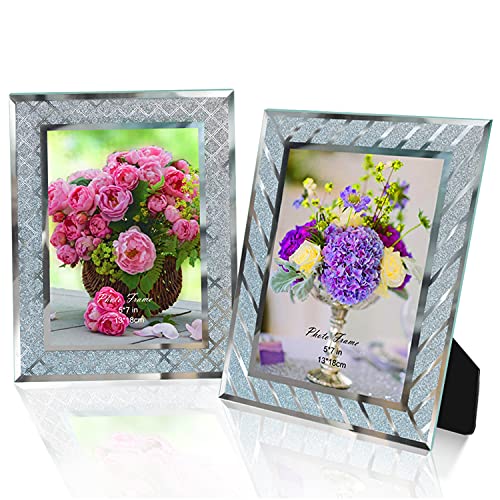 SixCivet Picture Frames,5x7 Glass Picture Frames,Set of 2 Picture Frames Fit Photo 5 by 7 Inch for Tabletop Display