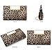 DETARA Clutch Purse for Women Fashion PU Leather Handbag Metal Grip Cut it out Clutch with Shoulder Strap (3062, Leopard Print)