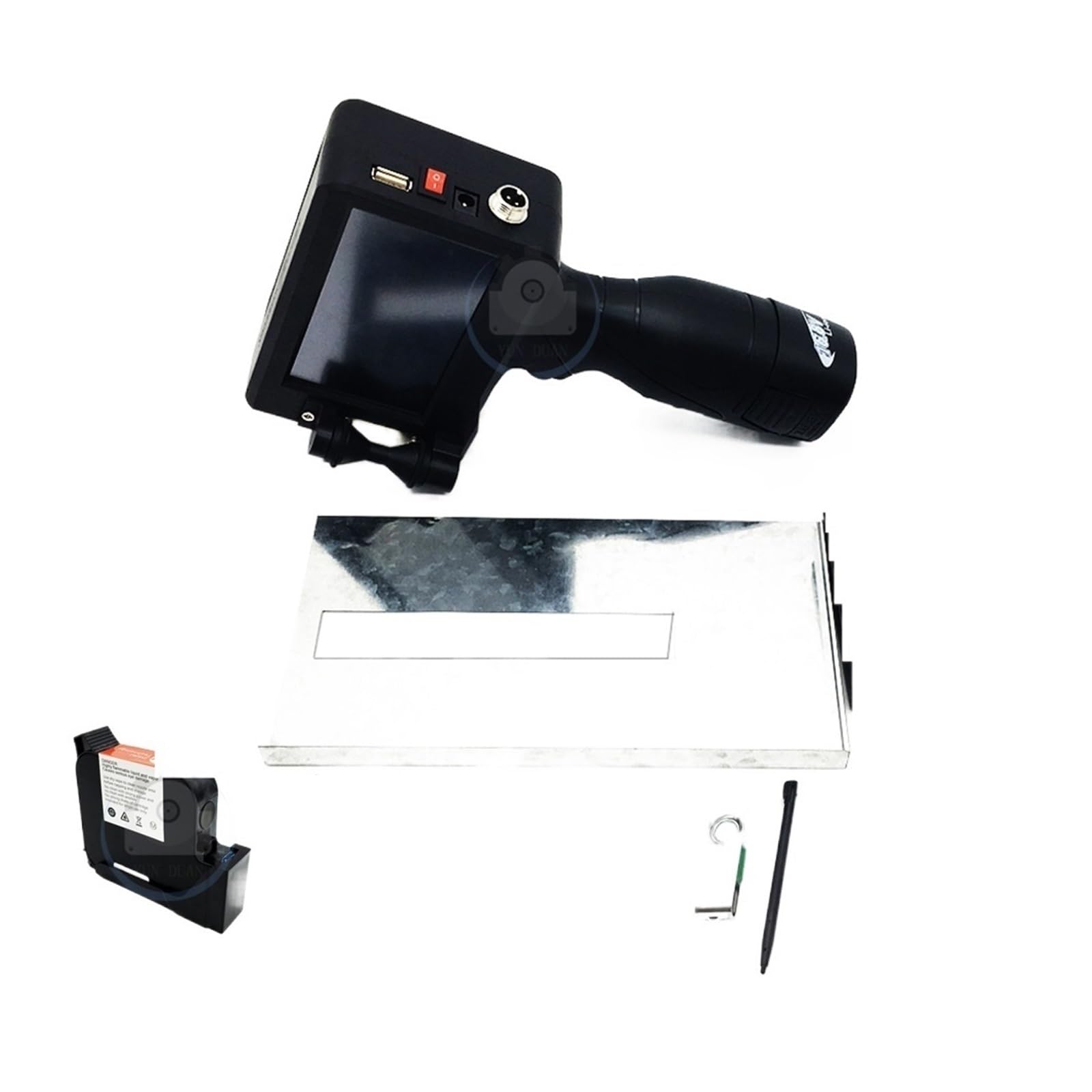 Ręczna drukarka atramentowa, Drukarka atramentowa 12,7 mm szybkoschnący 4,3-calowy ekran dotykowy QR Code/drukarka etykiet Atramentowa ręczna drukarka USB(1 printer 2 Ink)