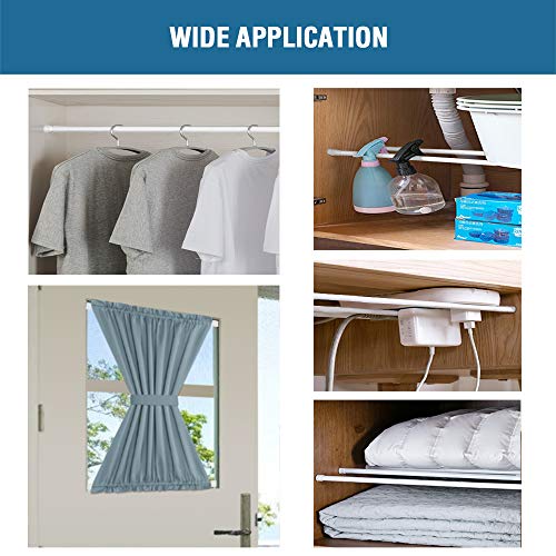 H.versailtex 2 Pack Spring Tension Curtain Rods 36-60 Inch Lightweight Tensions Rods Securely In Place; Easy To Use / Install For Kitchen / Bathroom / Wardrobe, Durable Sturdy Rods, White #TOP3