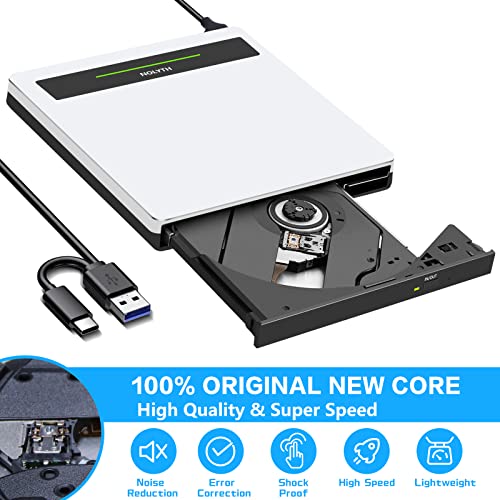 NOLYTH External CD DVD Drive, USB 3.0 Type-C CD/DVD Player Burner Writer Reader with SD/TF Slot Slim CD Disc Drive for Laptop PC Mac Windows MacBook Air Pro Desktop iMac - Thumbnail 6