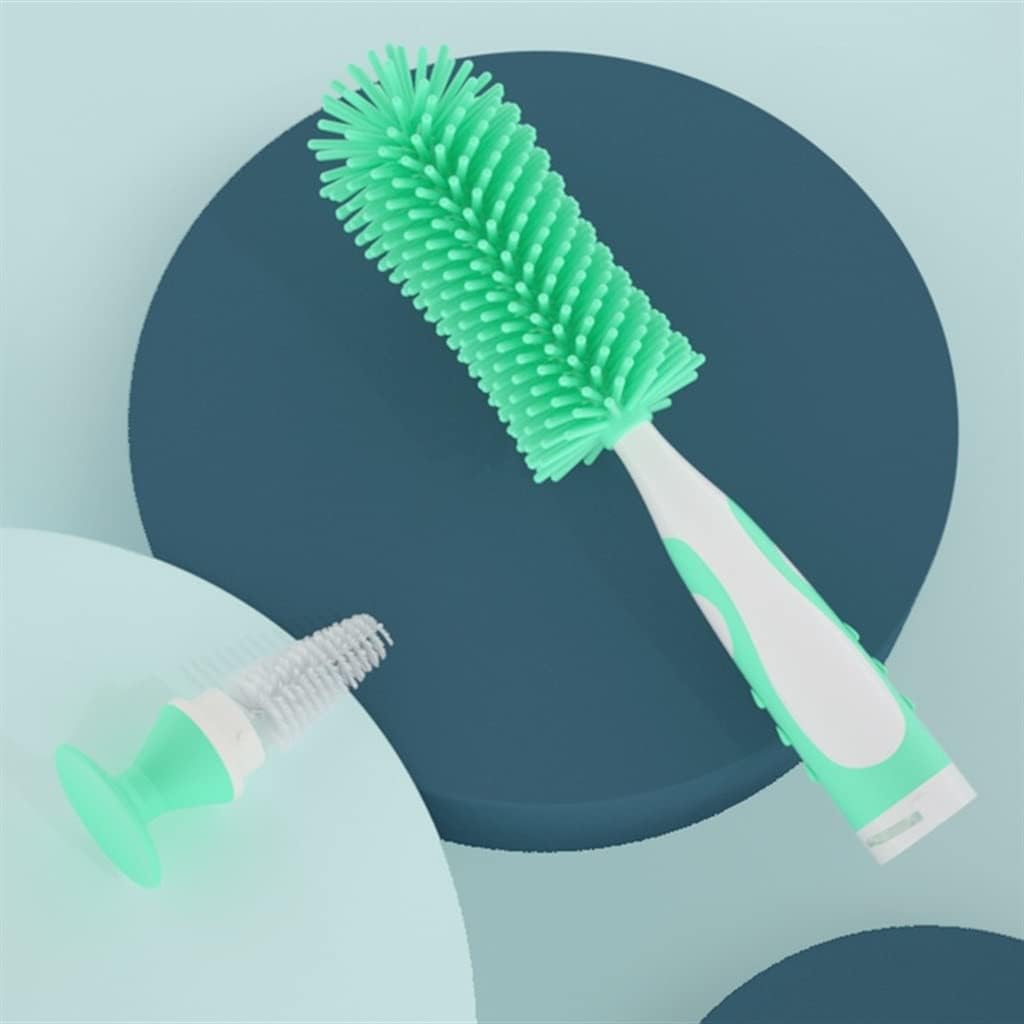 2 in 1 Bottle Brush Food Grade Silicone Pacifier Cup Nipple Teat Cleaning Brushes Suction Handle Design