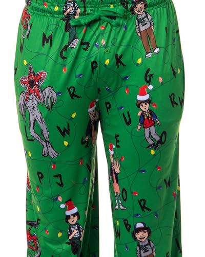 Mad Engine Stranger Things Men's Sketch Characters And Light Strings Adult Lounge Pajama Pants3