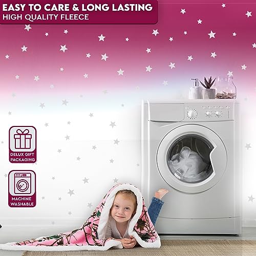 Image of Ultra Soft Sherpa Fleece Camo Throw Blanket | Cozy, Plush Baby Blanket for Kids | Reversible with Camo Prints | Washable | Wide Size for Extra for Warmth & Comfort | Cute Baby Shower Present
