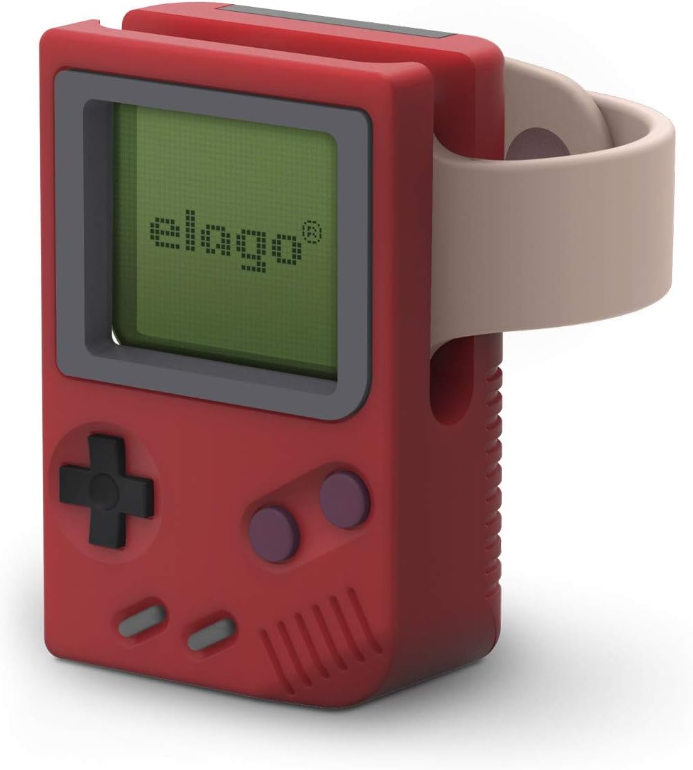 elago W5 Apple Watch Stand Compatible with iWatch Series 8, SE2, 7, 6, SE, 5, 4, 3, 2, 1 / 45mm, 44mm, 42mm, 41mm, 40mm, 38mm, Support Night Stand Mode [Red]