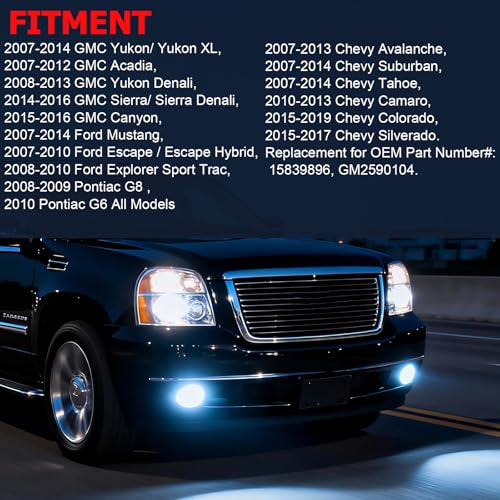 LED With DRL Driving Fog Lights for 2007-2013 Avalanche/ 2007-2014 Chevy Suburban/Tahoe/ 2015-2016 Colorado/ 2010-2013 Camaro/ 2015 Silverado/GMC Acadia/Yukon with DRL Harness by Boxlight - Image 5