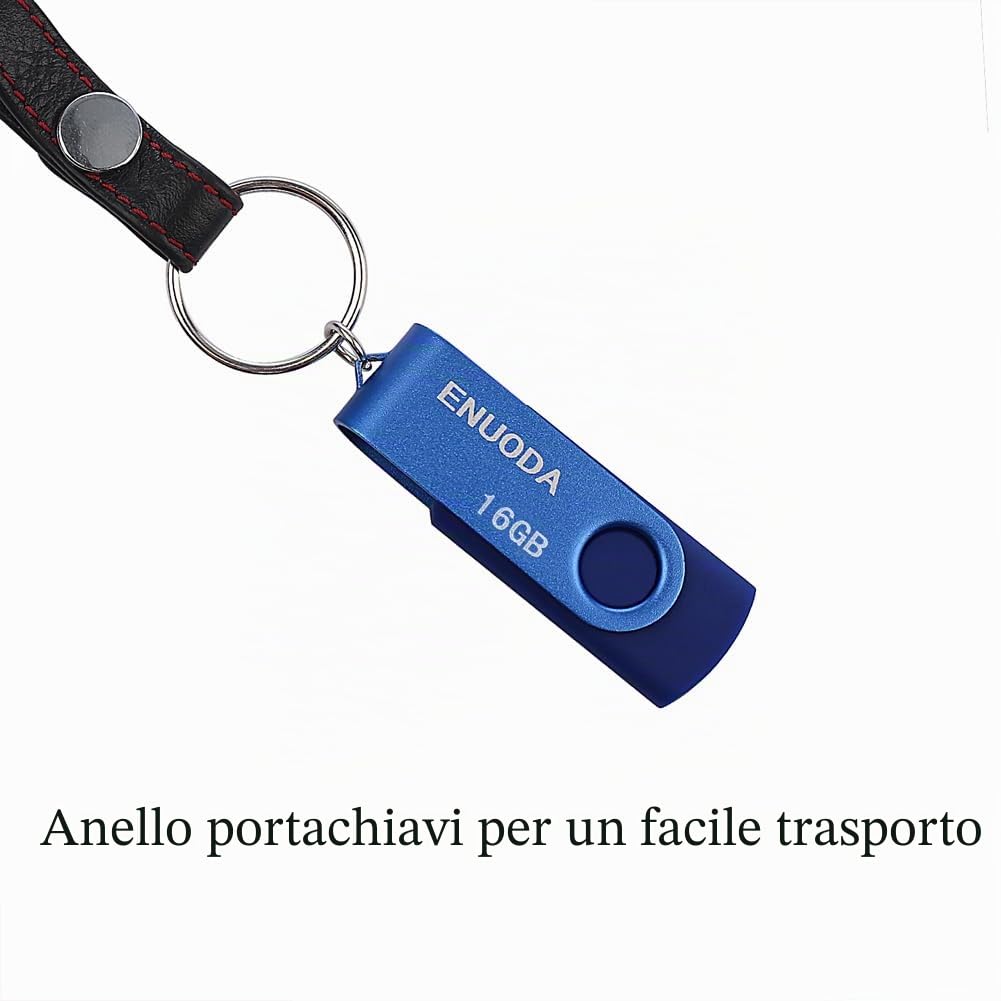 ENUODA 2 Pezzi Chiavetta USB 16GB Pennetta USB USB 2.0 Unità Girevole Memoria Flash per Archiviazione Dati con Luce LED (Viola Blu)