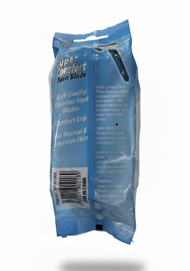 Image of Super Comfort Twin Blade Disposable Razors - Pack of 10 | Smooth & Gentle Shaving | Precision Twin Blade Shaver for Men & Women (WT201902)