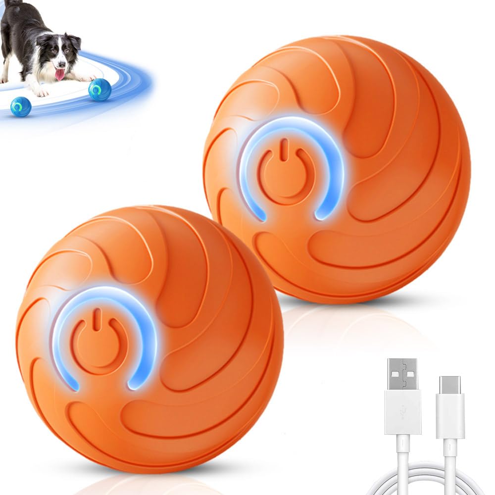 2PCS Dog Ball, 2025 Upgrade Vibrating Dog Ball Interactive Pet Balls Shaky Toy, USB Rechargeable Smart Shaking Pet Bounce Balls Automatic Moving Pet