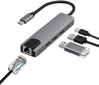 Coverzone USB C 5in1 Çoklayıcı Adaptör – 4K HDMI, Gigabit LAN, USB-C PD, 2× USB 3.0 Portlu Type-C Hub | Laptop, MacBook ve Chromebook ile Uyumlu Bağlantı Genişletici Dönüştürücü | ZR34