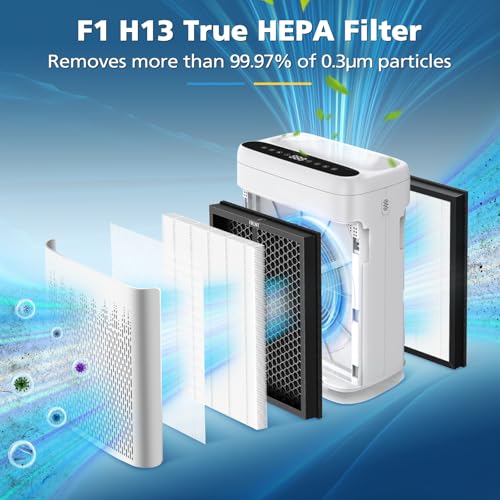 Image of 2 Pack F1 Replacement Filter for AMEIFU F1 Air Purifier, Double-Sided Air Purifier Filter for Home Large Room Up to 2200 Sq Ft, H13 True HEPA and Activated Carbon, Replace Part #‎F1F