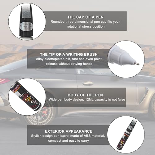 DXNQ Touch Up Paint for Cars, Two-In-One Auto Scratch Repair Gloss Fill Paint Pen, Easy & Quick Special-Purpose Scratch Remover Touch Up Paint Pen for Vehicles, Car Accessories (Silver Gray)
