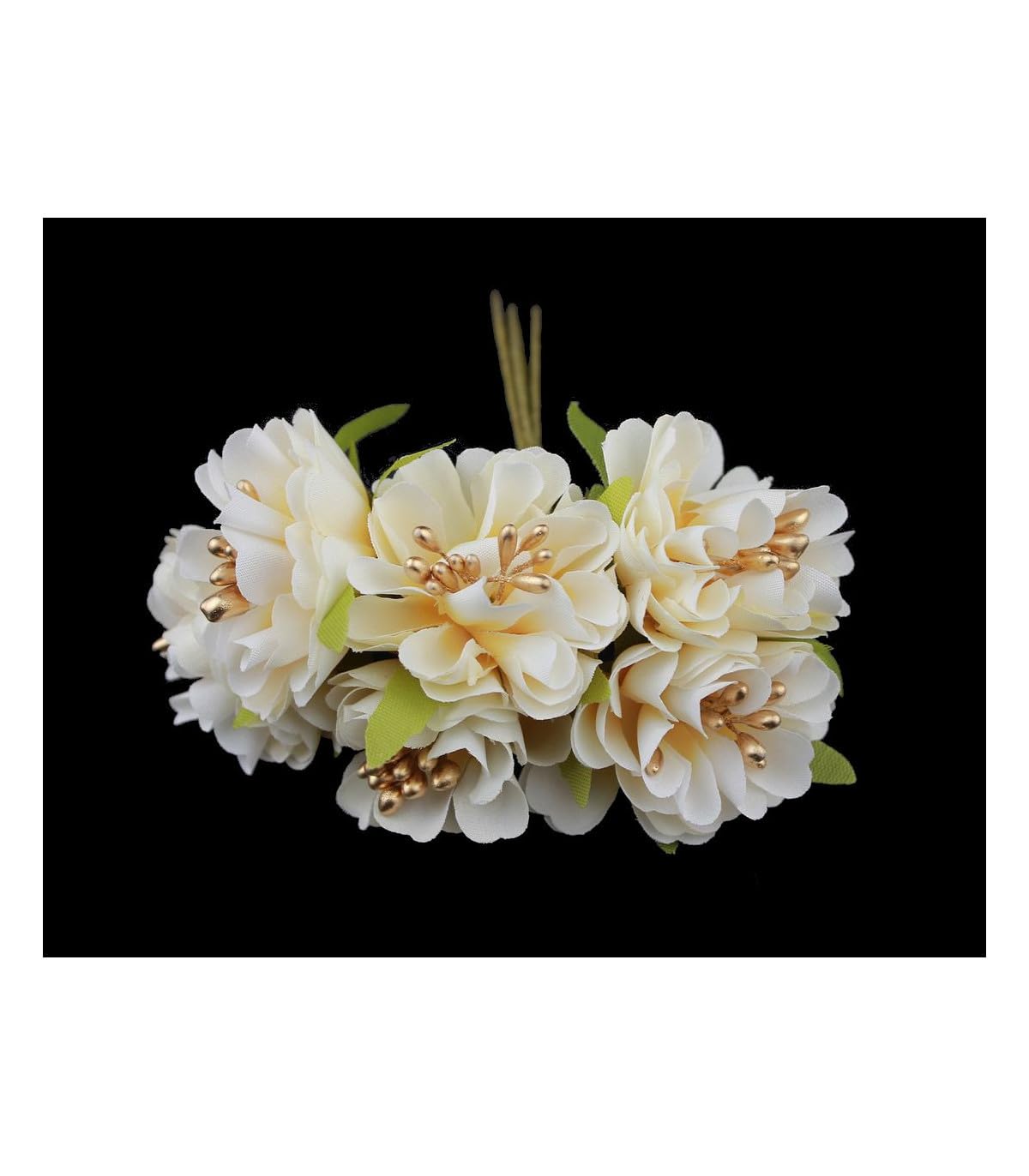 BOUQUET 6 FLEURS EN TISSU CRÈME