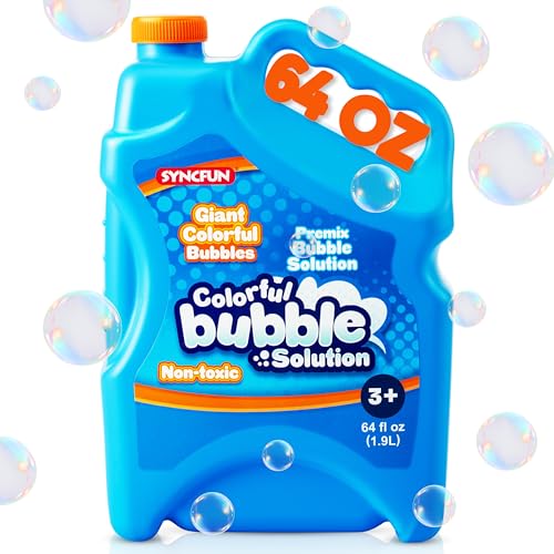 SYNCFUN 64 oz Premixed Bubble Solution, 1.9L Giant Pre-Mix Refill Solution for Bubble Machine,...