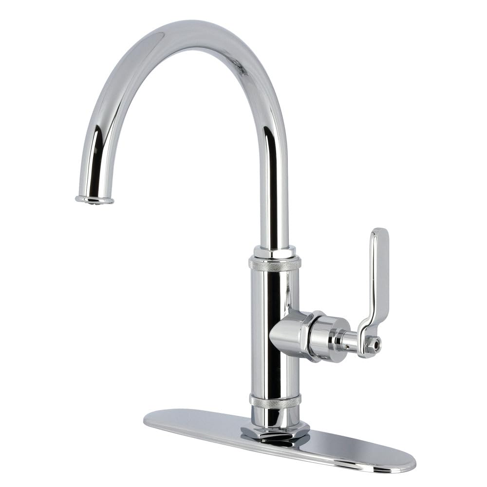 Kingston Brass KS2431KL Whitaker Single-Handle Kitchen Faucet with Brass Sprayer, Polished Chrome