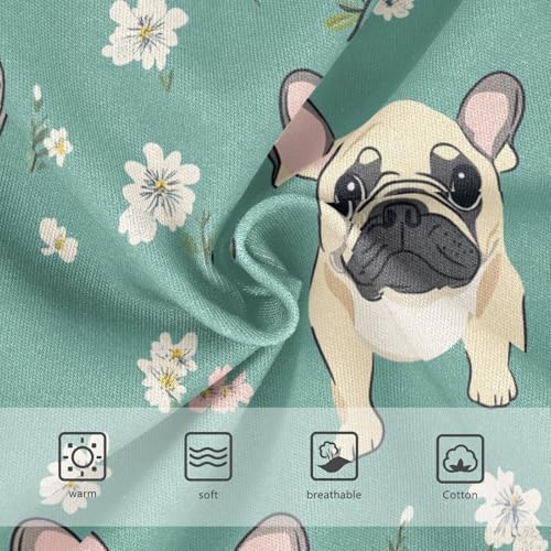 Wusikd Cute French Bulldog Girls' Underwear Cotton Flowers Girls Briefs Soft Toddler Underwear 2T3