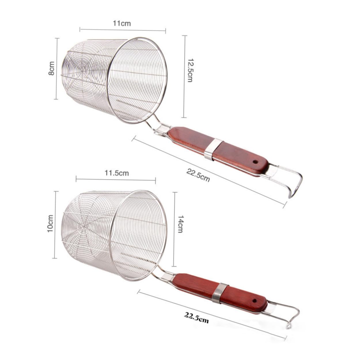 Cabilock Stainless Steel Pasta Basket with Wooden Handle Food Skimmer Sieve for and More Lightweight Easy to Use and Clean for Kitchen Tasks