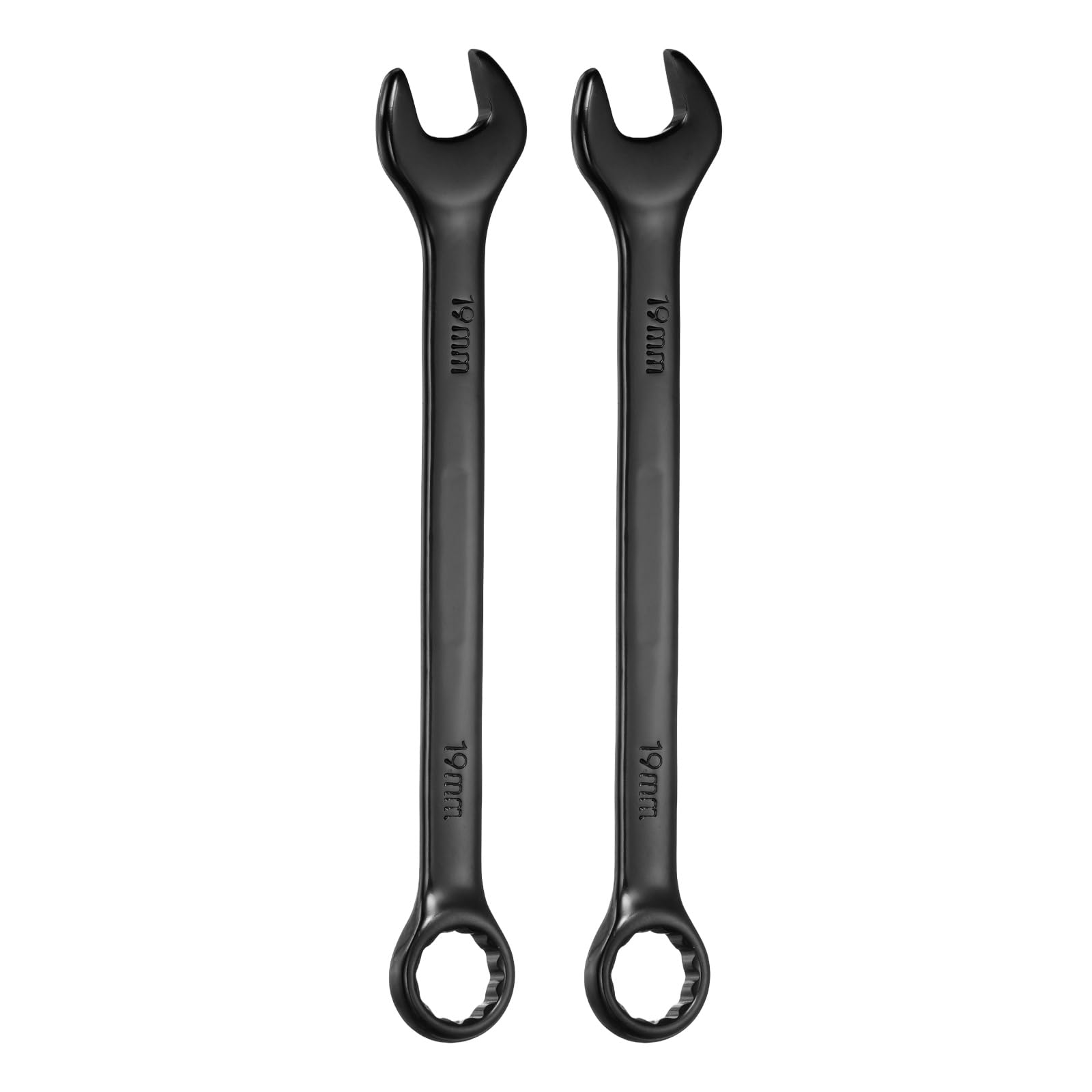 sourcing map 2pcs Metric Combination Wrench 19mm 12-Point Box & Open End Double Ended Wrenches Spanners Tools for Household Automotive Machinery DIY Repair, Black