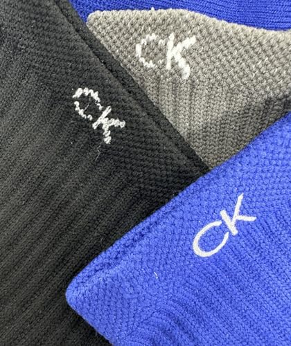 Calvin Klein Men's Microfiber Stretch Zone Cushion Crew Socks - 3 Pack (One Size, Blue Assorted)4