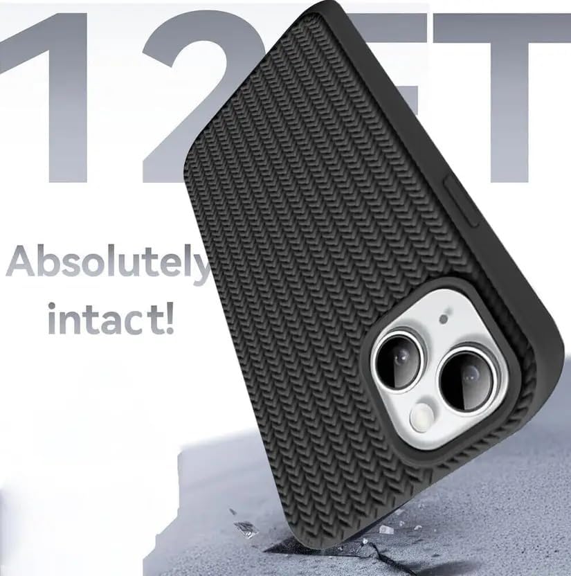 Image of Compatible with iPhone 14 Plus / 15 Plus | Premium Textured Microfiber Candy Protective Case | Shock-Absorbing Back Cover with Enhanced Camera Guard (Black)