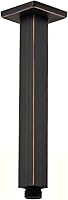 Vista 11 de Brazo de ducha negro con brida cuadrada para techo de extensión para cabezal de ducha de lluvia, 6 pulgadas