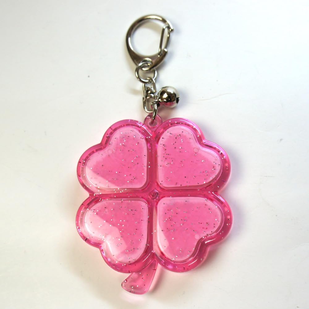 奈良限定 しかまろくんシャカシャカクローバーキーホルダー ピンク