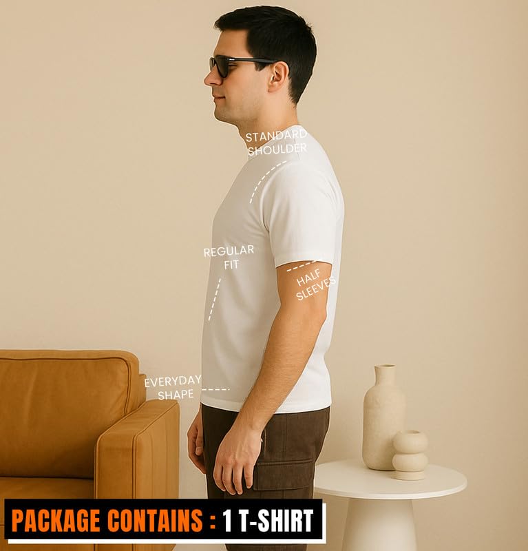 Image of Sleepynuts Men's Regular Fit Round Neck Half Sleeves Solid Casual Wear T-Shirt