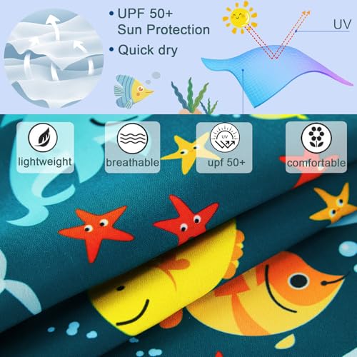 Boys Swim Trunks with UPF 50+ Sun Protection Toddler Swim Shorts Swimwear Quick Dry Kids Bathing Suit with Pocket 4-14 Years4