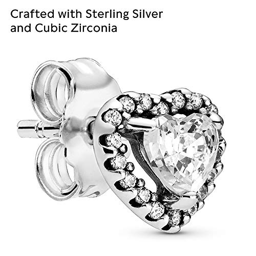 PANDORA Elevated Heart Stud Earrings - Timeless Earrings for Women - Great Gift - Made with Sterling Silver & Cubic Zirconia - With Gift Box4