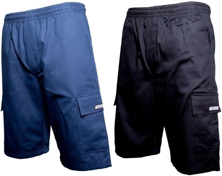Kit 2 Bermudas Short Brim Cargo Sarja Reforçada Elástico Cordão 5 Bolsos Masculino Adulto Uniforme