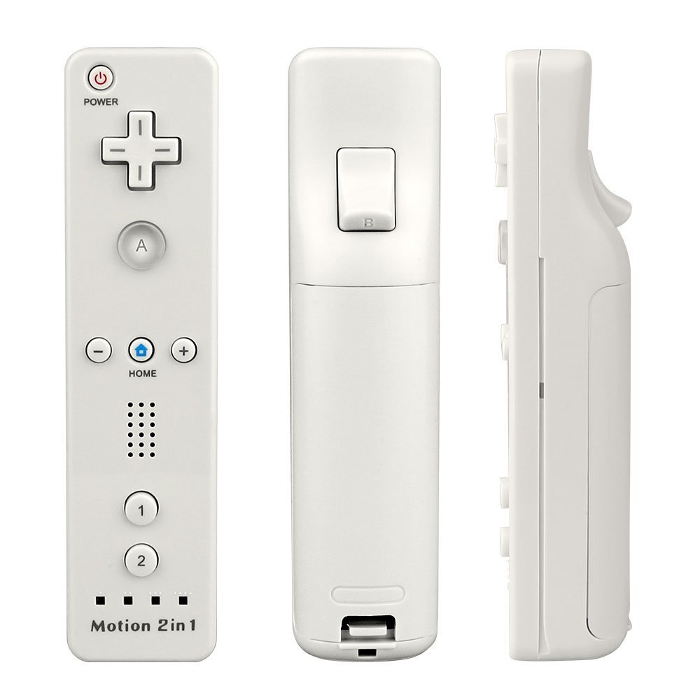 Controller Wii Motion Plus, 2 In 1 Nunchuck Costruito Motion Plus Telecomando Remote Set Per Nintendo Wii e La Console Wii u Con Custodia In Silicone + Custodia - Bianca