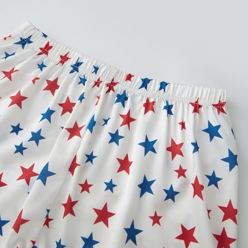 Image of Piacakece 4th of July Women Outfit Short Sleeve Button Shirt Matching Shorts Satin Pajama Sets Women July Fourth Clothes