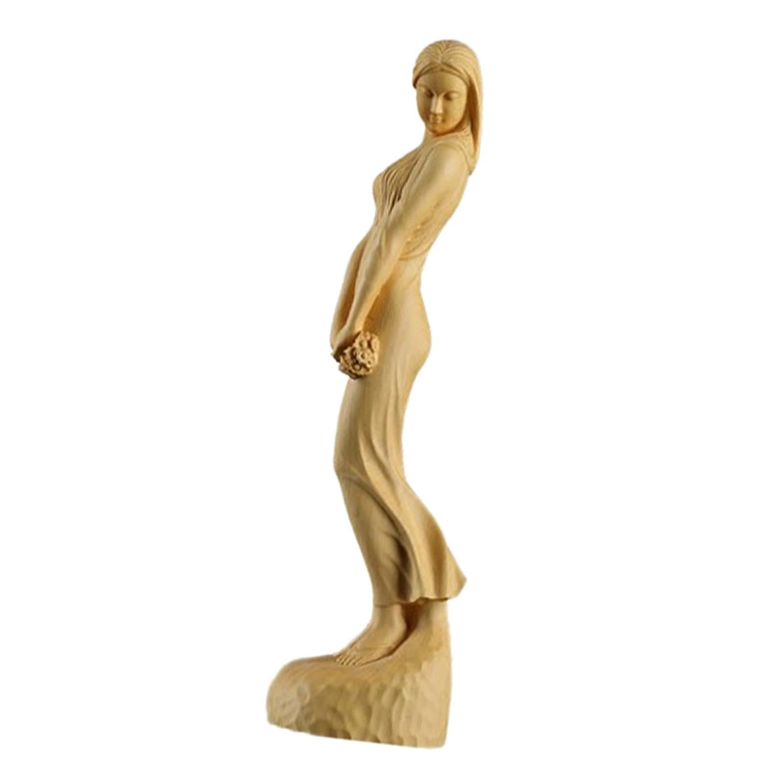 TWISAXC for Creative Shelf Decor Women Figure Statue Bookshelf Entrance Home Decoration Lady Figurine Is Carved By Wood