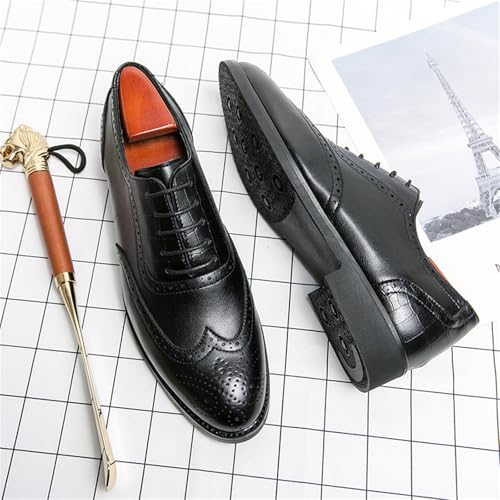 Mens Leather Lace Up Brogue Dress Oxford Shoes Classic Wingtip Low Top Party Formal Business Wedding Derby Shoes4