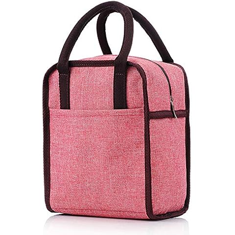 XYBH Insulated Lunch Bag Lunch Box Tote Cooler Bag for Men Women Adults Kids Waterproof Oxford Cloth Picnic Cool Bag 9.5" x 8.2" x 6.7"(24 * 21 * 17cm)(Pink) Cover