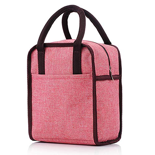KFZR Bolsa de Almuerzo con Aislamiento Bolsa de Almuerzo Tote Cooler Bag para Hombres, Mujeres, Adultos, niños, Impermeable, Tela Oxford Picnic Cool Bag 9"x 7" x 5.9"(23 * 18 * 15cm) (Rosado)