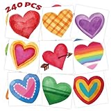 winthrop 240 Pcs Bulk Valentine Heart Temporary Tattoos for Kids, Individually Wrapped Colorful Safety Waterproof Tattoos, Best Choice for Valentines Gadget Bag Stuffers, 60 Different Designs Heart