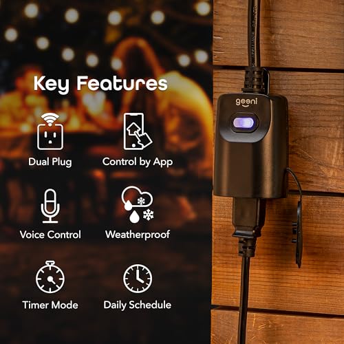 Geeni Indoor/Outdoor Smart Plug Weatherproof, 1 Socket Wireless Remote Control and Timer –Works with Alexa, Google Assis - Additional View