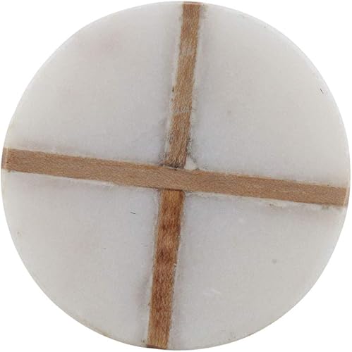 Miniatura 2 de Indian Shelf Paquete de 16 pomos de mármol de lujo redondos finos blancos para gabinetes, pomos decorativos de piedra para cajones y tiradores de